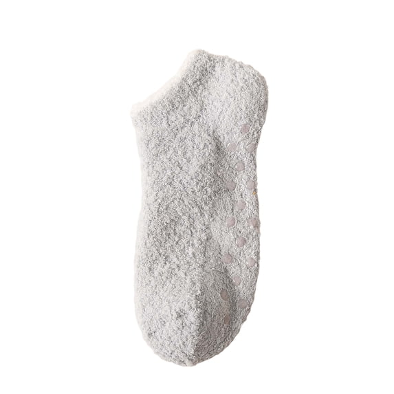 Dwellite Unisex Fuzzy Socks with Fluffy Warm Slipper Socks Non Slip Grippy Socks Cozy Thick House Socks for Winter Light Gray