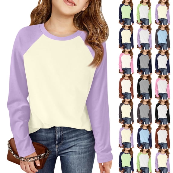 Dwellite Unisex Sweatshirt Solid Color Cotton Blend Pullover Crewneck Long Sleeve Tshirts Tops 4-10 Years Dark Gray 120