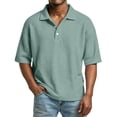 thumbnail image 1 of Dwellite Waffle Short Sleeve Polo Shirts for Men Big and Tall Golf Shirt Casual Solid Color Collared T Shirts Tops Mint Green L, 1 of 8