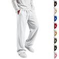 thumbnail image 1 of Dwellite Wide Leg Baggy Sweatpants Men Elastic Waist Casual Lounge Pants Drawstring Joggers Pants with Pockets White XL, 1 of 8