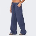 thumbnail image 1 of Dwellite Wide Leg Pants for Women SweatPants Winter Pants Baggy Drawstring Sweatpant with Pockets Navy M, 1 of 6