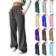thumbnail image 1 of Dwellite Wide Leg Sweatpants Women 2026 Fashion Workout Casual Baggy Pants High Waist with Pockets Dark Gray 2XL, 1 of 8