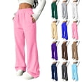 thumbnail image 1 of Dwellite Wide Leg Sweatpants Women 2026 Fashion Workout Casual Baggy Pants High Waist with Pockets Light pink 2XL, 1 of 8