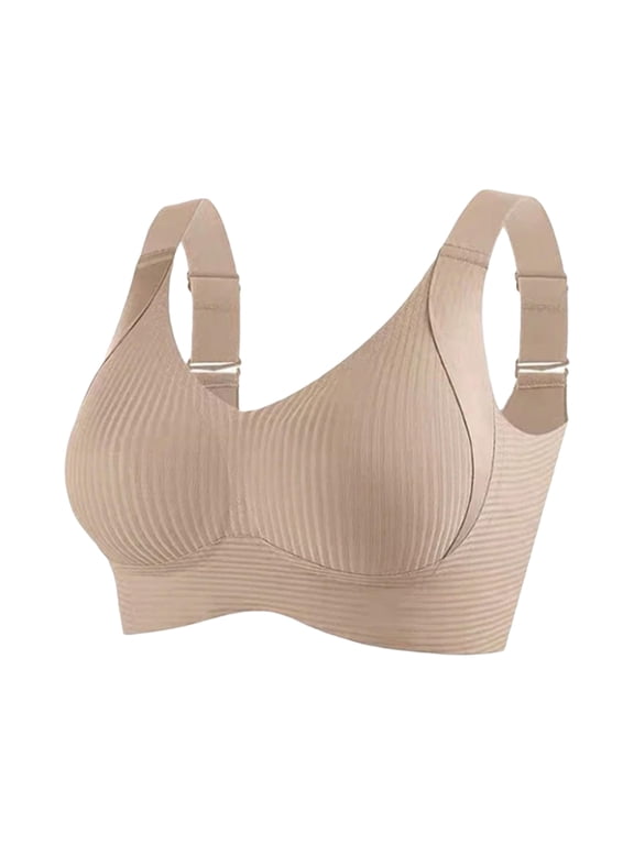 Wide Strap Bras for Women No Underwire Push Up Bras Seamless Full Coverage Adjustable Straps Everyday Bras Complexion 38