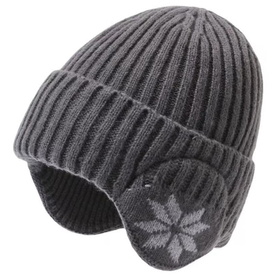 Dwellite Winter With Brim Ear Hat For Men Women Knit Soft Warm Stretchy Fit Cold Gifts for Hiking Daily Outdoor Work Dark Gray