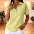 thumbnail image 1 of Dwellite Women Polo Shirts Short Sleeve Button Down Collared Golf Tee Business Casual Summer Work Tops Athletic Tennis Shirts Yellow M, 1 of 5