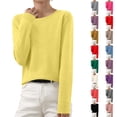 thumbnail image 1 of Dwellite Women Sweaters Casual Cozy V Neck Knit Pullover Sweater Long Sleeve Business Casual Sweater Yellow -AD04 XL, 1 of 9