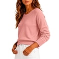 thumbnail image 1 of Dwellite Women Sweaters Knitted Cropped Crewneck Basic Trendy Fall Tops Cropped Sweater Winter Long Sleeve Dressy Top 2026 Pink L, 1 of 6
