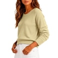 thumbnail image 1 of Dwellite Women Sweaters Knitted Cropped Crewneck Basic Trendy Fall Tops Cropped Sweater Winter Long Sleeve Dressy Top 2026 Yellow XL, 1 of 6