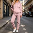 thumbnail image 1 of Dwellite Women's 2 Piece Outfits Fall Sweatsuits Oversized Hoodies Wide Leg Sweatpants Tracksuits Lounge Matching Sets Light pink L, 1 of 6
