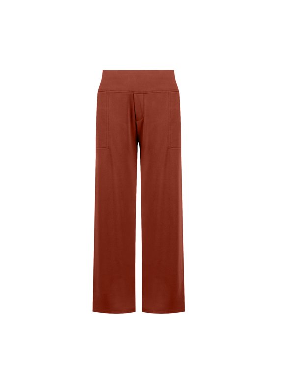 Women's High Waist Pull-On Dress Pants Pants for Work Business Casual Office Trousers with Pockets Brown XL