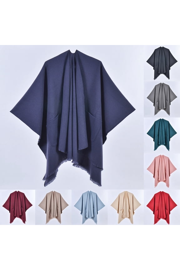 Women's Shawl Wrap Poncho Ruana Cape Cardigan Sweater Open Front for Travel Flight Cruises Pink