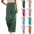 thumbnail image 1 of Dwellite Women's Wide Leg Beach Pants Elastic Waist Lightweight Casual Solid Color Palazzo Lounge Trousers with Pockets Purple XL, 1 of 7