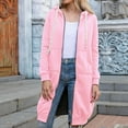 thumbnail image 1 of Dwellite Women's Zip Up Hoodies Oversized Fleece Long Tunic Sweatshirts Casual Fall Jacket Coat with Pockets Pink L, 1 of 6
