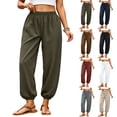 thumbnail image 1 of Dwellite Womens Balloon Pants Trendy Casual Elastic Waist Wide Leg Harem Pants Baggy Pleated Lantern Trousers Wine S, 1 of 8