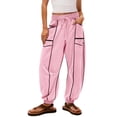 thumbnail image 1 of Dwellite Womens Barrel Sweatpants High Waisted Wide Leg Sweatpants Drawstring Casual Baggy Pants Sweatpant with Pockets Pink S, 1 of 6