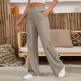 thumbnail image 1 of Dwellite Womens Casual Linen Pants Loose Fit Elastic Waist Straight Leg Trousers Lightweight Baggy Lounge Pant with Pockets Khaki XL, 1 of 7