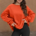 thumbnail image 1 of Dwellite Womens Casual Long Sleeve Sweatshirt Oversized Crew Neck Cute Hoodie Pullover Loose Fit Tops with Pocket Saffron 3XL, 1 of 5