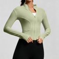 thumbnail image 1 of Dwellite Womens Cropped Workout Jackets Full Zip Up Slim Fit Lightweight Athletic Quick Dry Tops with Thumb Holes Mint Green S, 1 of 6