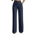 thumbnail image 1 of Dwellite Womens Dress Pants Business Casual Wide Leg Office Work Pants Stretchy Straight High Waisted Trousers Dark Blue L, 1 of 6