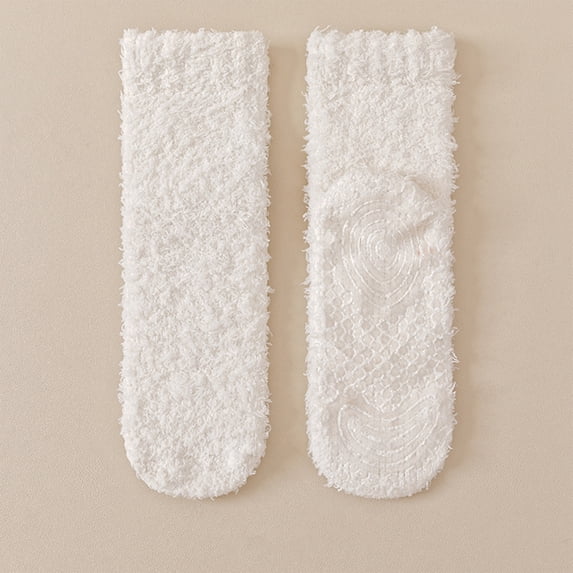 Dwellite Womens Fuzzy Socks Slipper Fluffy Cozy Comfy Plush Warm Winter Sleep Home Soft Socks White