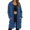 thumbnail image 1 of Dwellite Womens Long Zip Up Hoodies Long Sleeve Tunic Sweatshirts Oversized Fleece Casual 2025 Fall Jacket Coat with Pocket Blue L, 1 of 6