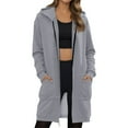 thumbnail image 1 of Dwellite Womens Long Zip Up Hoodies Long Sleeve Tunic Sweatshirts Oversized Fleece Casual 2025 Fall Jacket Coat with Pocket Light Gray L, 1 of 6