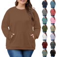 thumbnail image 1 of Dwellite Womens Plus Size Sweatshirts Crew Neck Long Sleeve Oversized Hoodies Fall Pullover Tops with Pockets 2025 Fashion Navy 5XL, 1 of 6