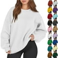 thumbnail image 1 of Dwellite Womens Plus Size Sweatshirts Long Sleeve Fleece Hoodies Fall Crew Neck Pullover Tops 2025 Fashion Winter Clothes Red S, 1 of 5