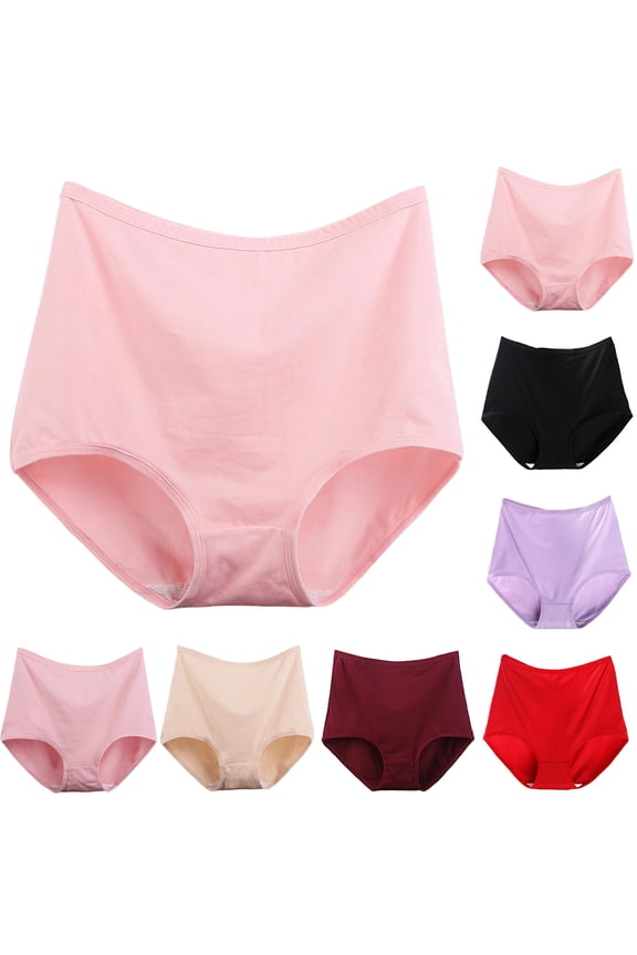 Womens Seamless Underwear High Waisted Full Coverage Briefs No Show Soft Breathable Panties Pink 2XL