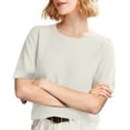 thumbnail image 1 of Dwellite Womens Short Sleeve Sweaters Cropped Crew Neck Business Casual Lightweight Sweater Tops 2026 Spring Summer Knit Tops Pullover White XL, 1 of 7