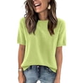 thumbnail image 1 of Dwellite Womens Short Sleeve Sweaters Knitted Round Neck Sweater Shirts Business Casual Work Tops 2026 Summer Solid Clothes Green XL, 1 of 5
