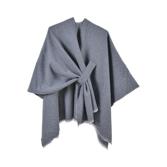 Dwellite Womens Solid Color Shawl Pashmina Shawl Wraps for Women Wool Knitted Shoulder Top Sweater Shawls Scarf 2025 Gray