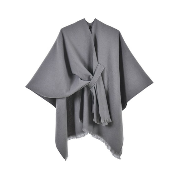 Dwellite Womens Solid Color Shawl Pashmina Shawl Wraps for Women Wool Knitted Shoulder Top Sweater Shawls Scarf 2026 Gray