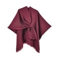 thumbnail image 1 of Dwellite Womens Solid Color Shawl Pashmina Shawl Wraps for Women Wool Knitted Shoulder Top Sweater Shawls Scarf 2026 Wine, 1 of 3