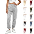 thumbnail image 1 of Dwellite Womens Sweatpants Petite Fleece Lounge Elastic Waisted Pants Tapered Lightweight Trousers with Pockets for Fall Winter Light Gray XL, 1 of 9