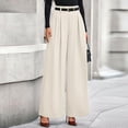 thumbnail image 1 of Dwellite Womens Wide Leg Trousers 2026 Elastic High Waisted Dress Pants Pleated Slacks Flowy Business Work Palazzo Pants Beige L, 1 of 7
