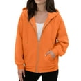 thumbnail image 1 of Dwellite Zip Up Hoodies Women 2025 Fall Winter Oversized Sweatshirs Casual Drawstring Pullover Tops Y2k Clothes Long Sleeve Jackets Saffron XL, 1 of 5