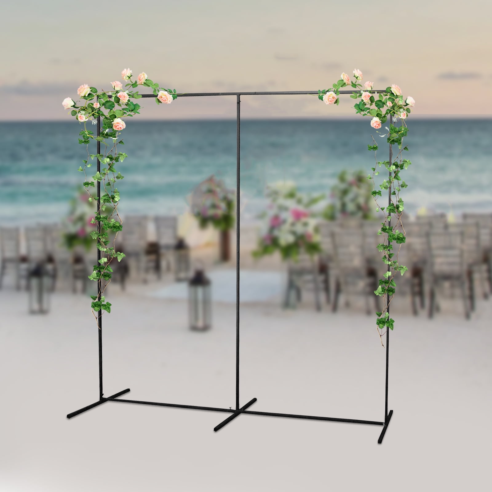 Dwellnix 2.4M x 2.4M Black Iron Wedding Arch, Square Shaped Event Arch ...