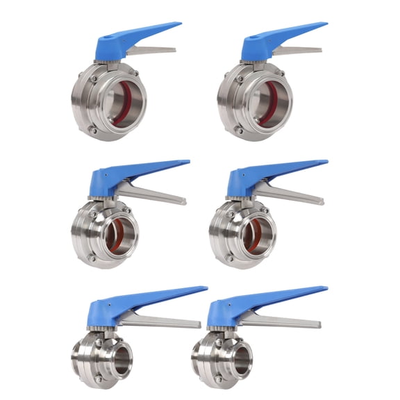 Dwellnix 2 Pcs 2 Butterfly Valves Stainless Steel Butterfly Valve w Blue Trigger Handle