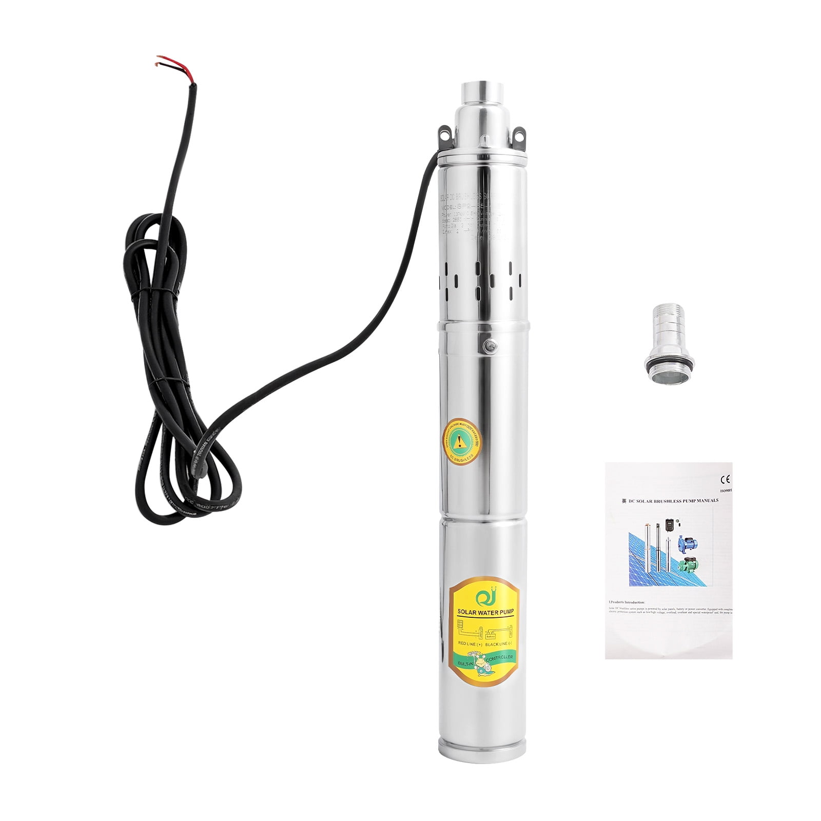 Dwellnix 24V370W deep well submersible pump SP2-65-0.37, DC24V，2850RPM， Stainless steel submersible pump, suitable for drilling water pumps in households, factories, irrigation, and farmland