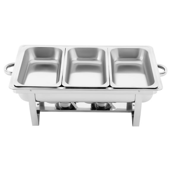 Dwellnix 3-Pan Chafing Dish Buffet Set  Stainless Steel Food Warmer with Alcohol Heating, Rust-Resistant, Easy to Clean, Ideal for Weddings and Family Gatherings