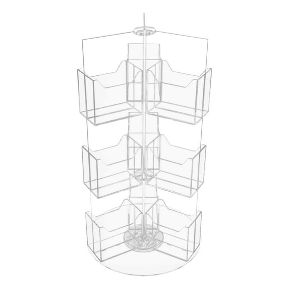 Dwellnix 3 tiers 18 Pocket Rotating Clear Acrylic Flyer Holder Raised U shaped Slots