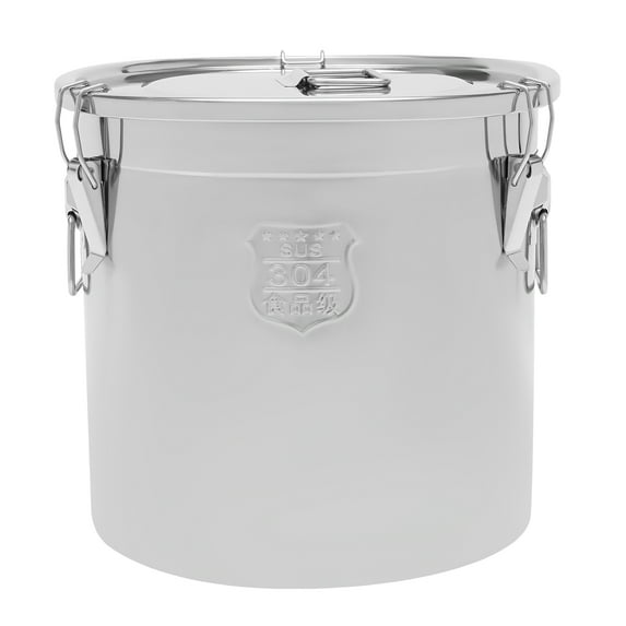 Dwellnix 33L Stainless Steel Airtight Canister for Kitchen, Large Flour Coffee Bean Tea Cereal Sugar Cookie Metal Food Storage Canisters with Clear Lid and Sturdy Locking Clamp