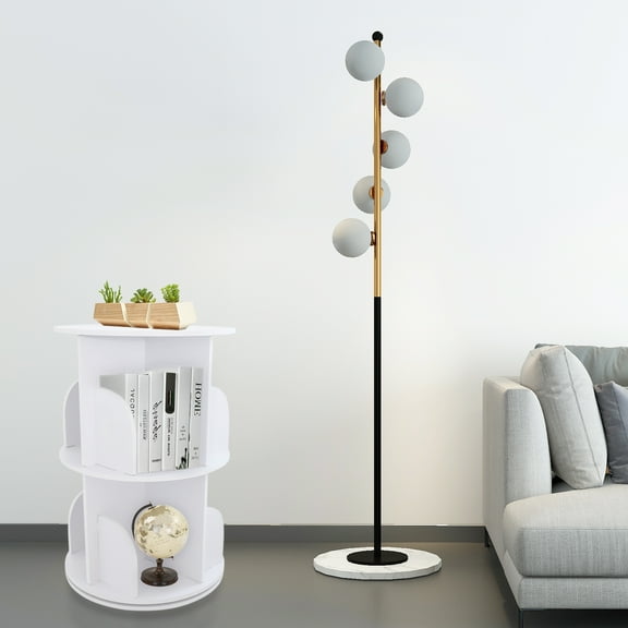 Dwellnix 360° Rotating Bookcases, Durable PVC Shelf with Quiet Turntable, Space-Saving Storage for Books & Decor