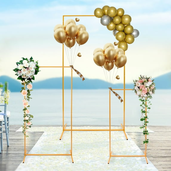 Dwellnix 3Pcs Rectangular Balloon Frame Wedding Stand Gold Metal Backdrop Stand Party