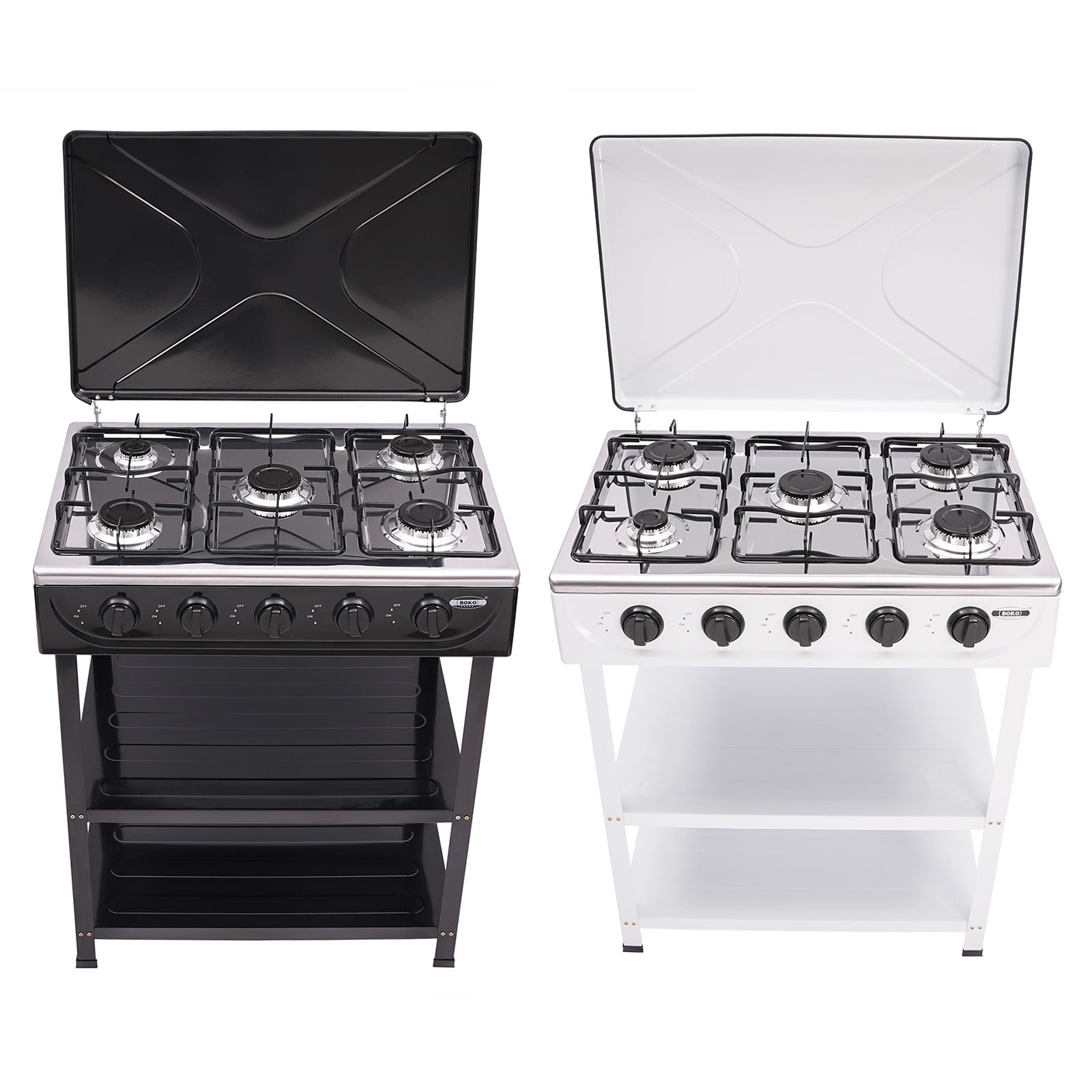 Dwellnix 5 Burner Gas Stove, Heavy-Duty Iron & Aluminum Construction, Freestanding Natural Gas Stove for Outdoor Cooking & Emergency Preparedness