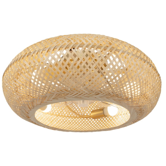 Dwellnix 6-Speed Ceiling Fan with Remote, Woven Rattan Shade, Quiet Copper Motor, Timing Function, Retro & Modern Style, Ideal for Home and Office
