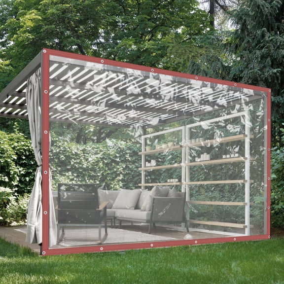 Dwellnix 8x10ft Transparent PVC Tarpaulin, Waterproof & Rainproof, Heavy Duty with Metal Eyelets for Outdoor Use, Clear Cover for Balcony, Canopy, and Tent, Durable, Easy to Fold