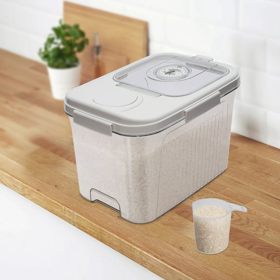 Dwellnix Airtight Rice Storage Container with Timer, Automatic Portion Control Rice Dispenser for Pantry